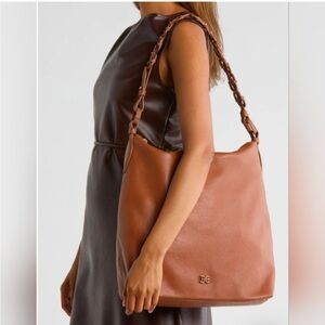 Sam Edelman Bay Large Chainlink Hobo Carmel Leather  NWT Ret $345 Giftable